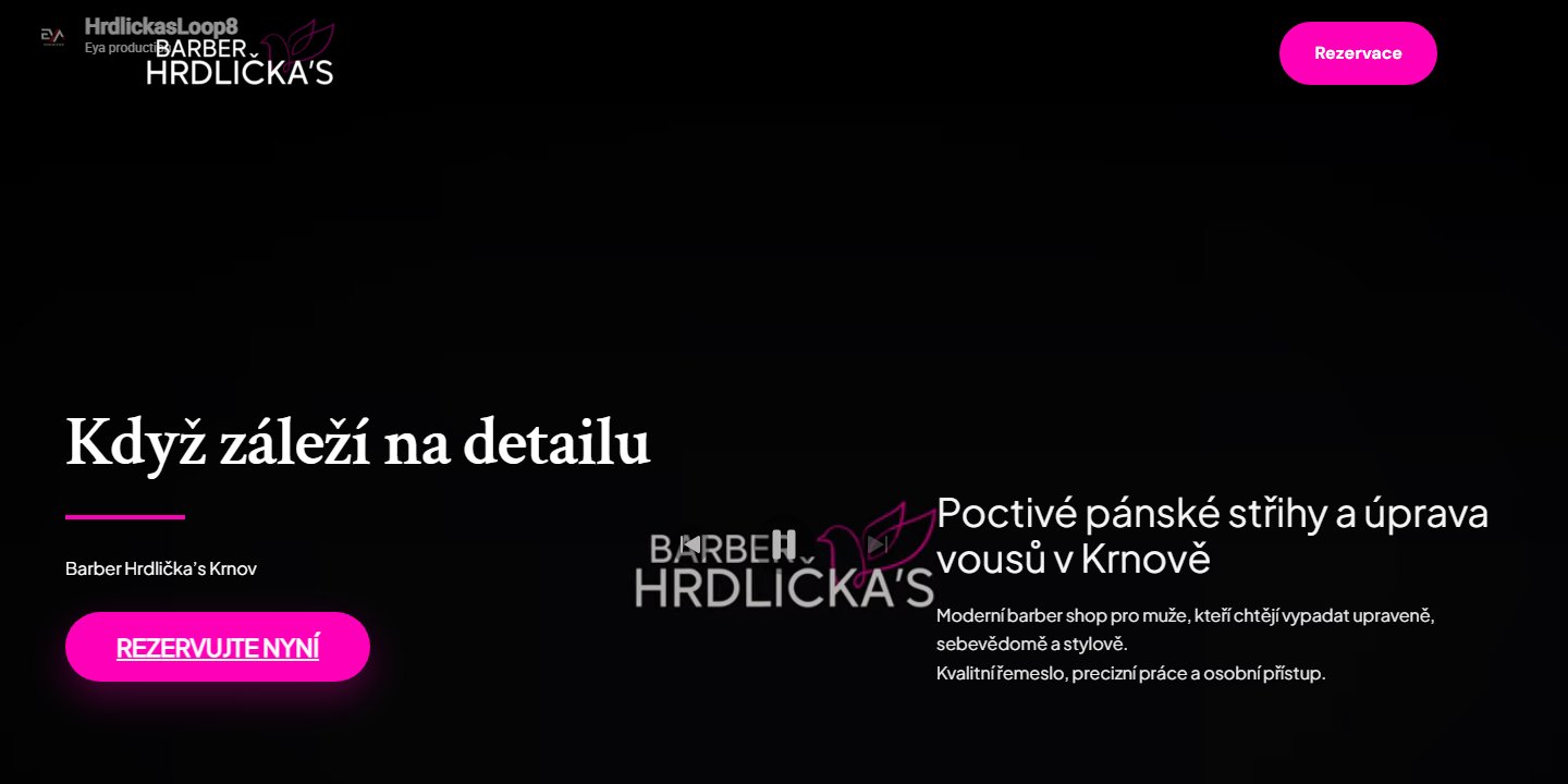 Screenshot webu Hrdlička's Barber od Studio SOMAR