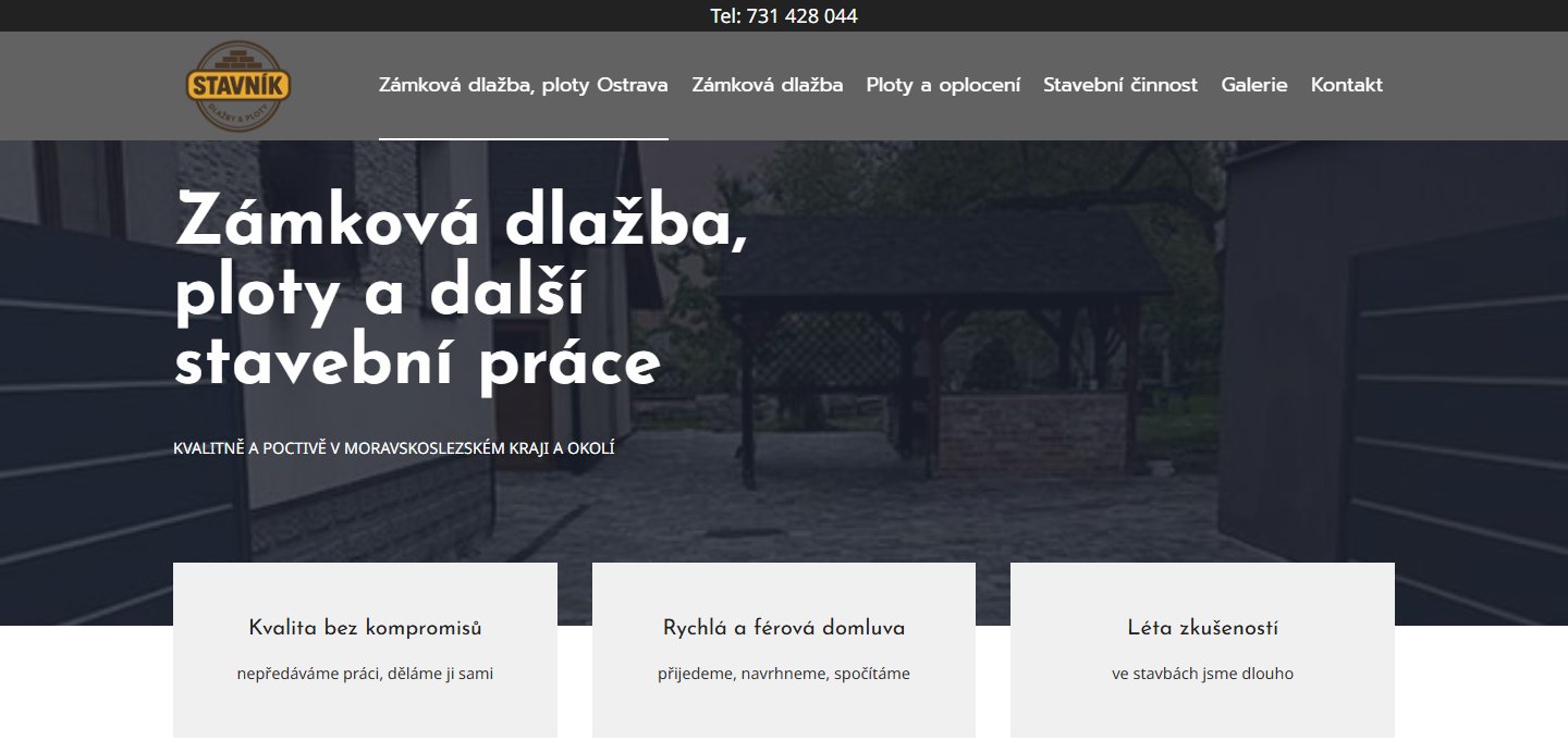 Screenshot webu Stavník od Studio SOMAR